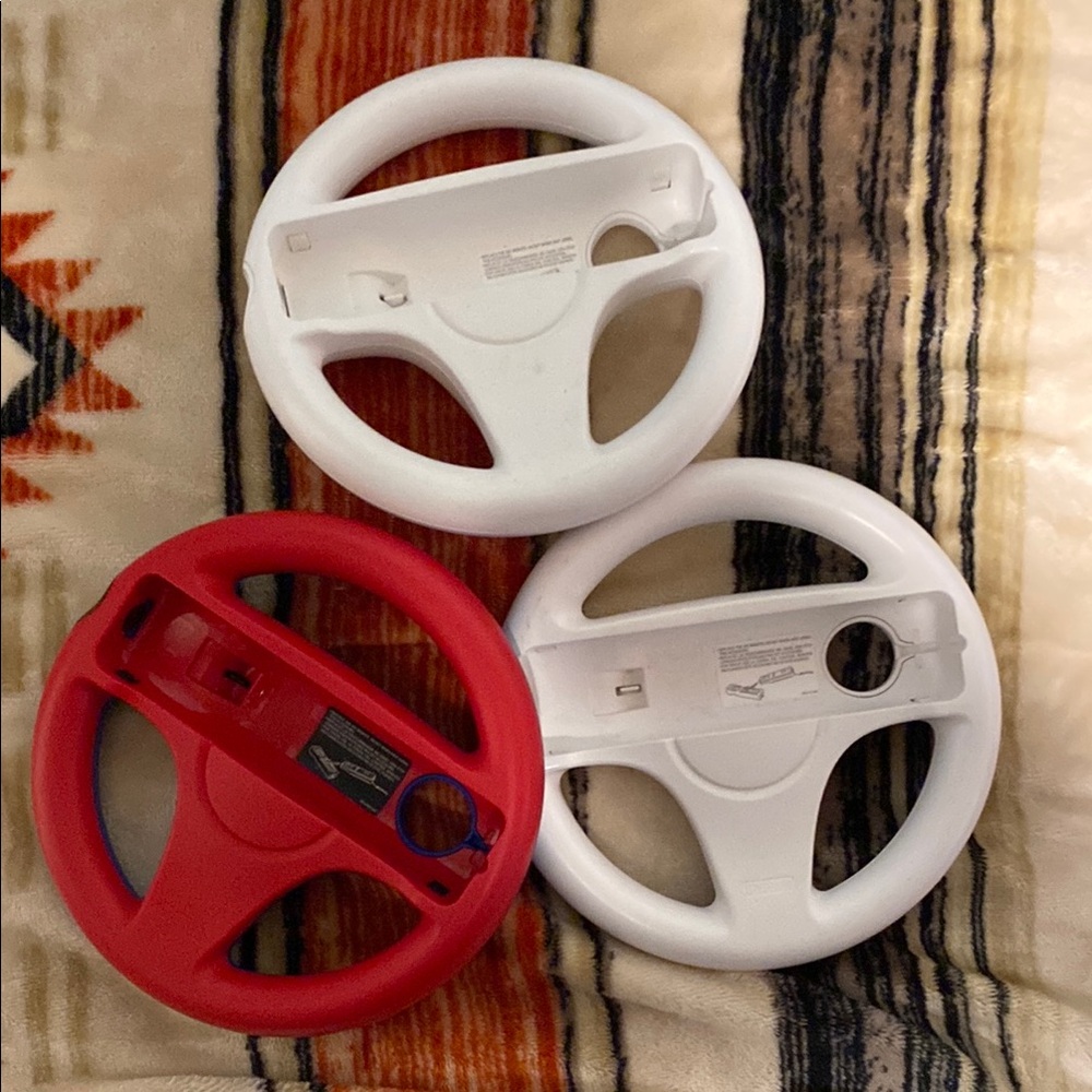 Red and White Gaming Steering Wheels